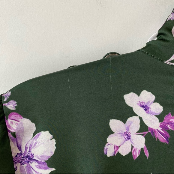 Alexia Admor Satin Mock Neck Midi Dress Green Floral 12 - Picture 8 of 12